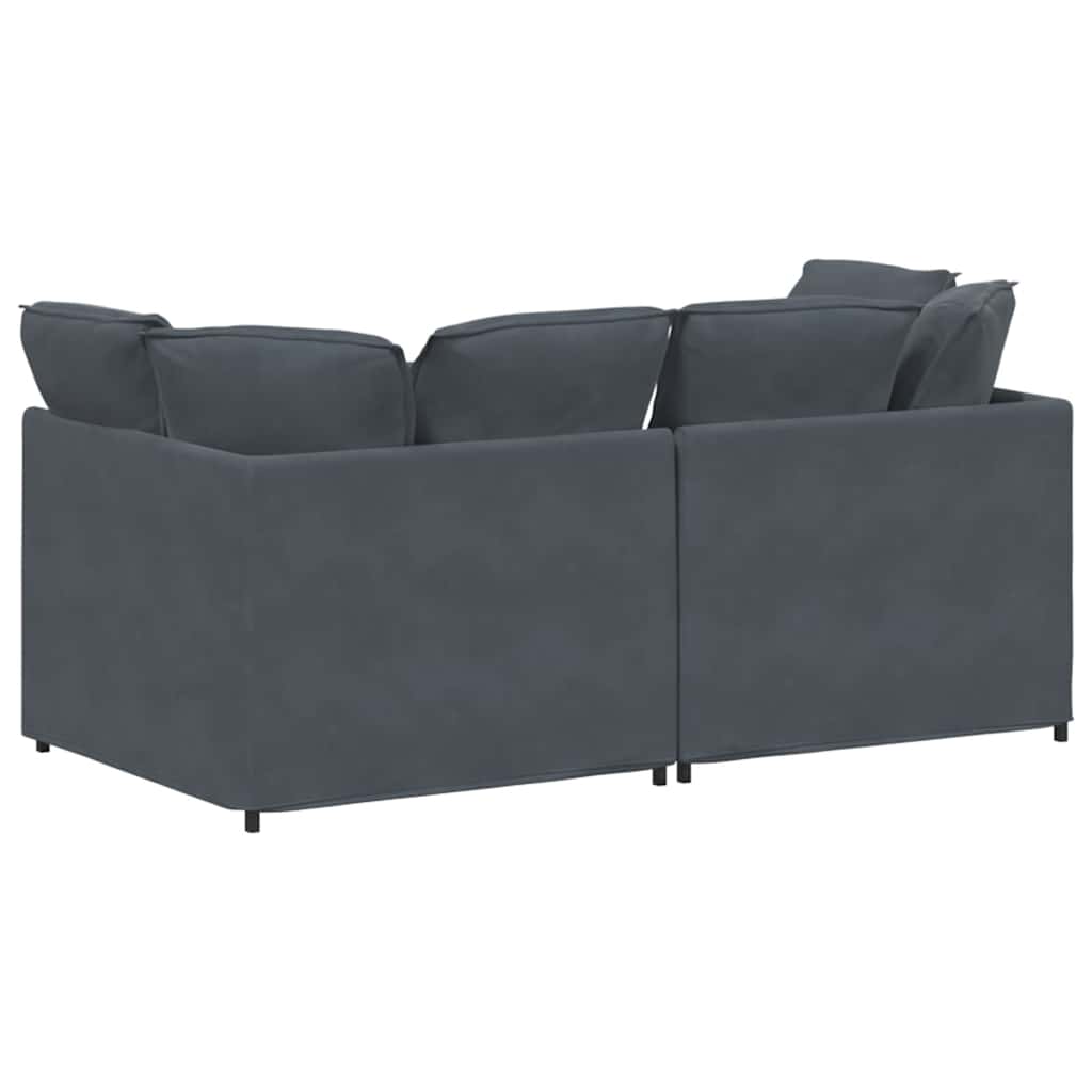 Modulaire bank met kussens fluweel donkergrijs is nu te koop bij PeponiXL, paradijselijk wonen!