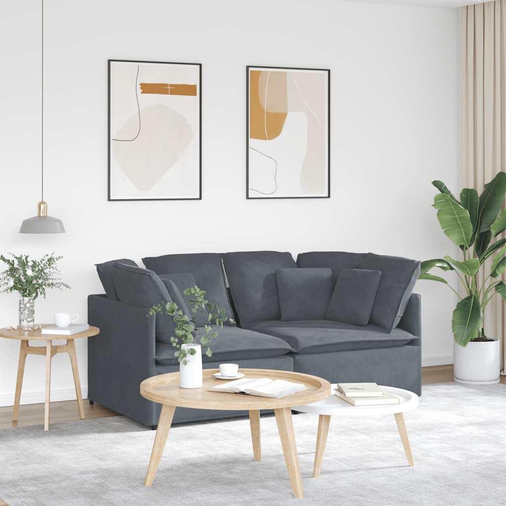 Modulaire bank met kussens fluweel donkergrijs is nu te koop bij PeponiXL, paradijselijk wonen!