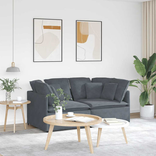 Modulaire bank met kussens fluweel donkergrijs is nu te koop bij PeponiXL, paradijselijk wonen!