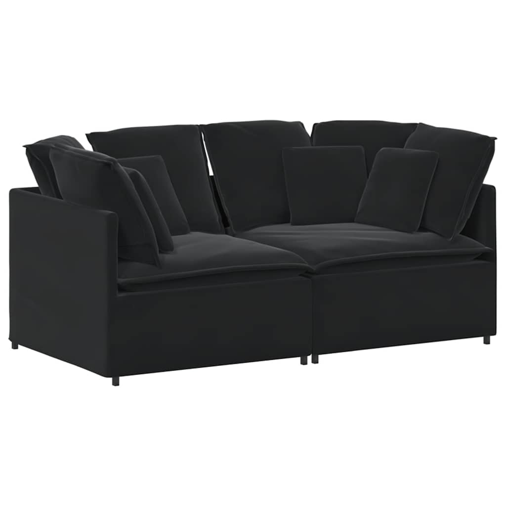 Modulaire bank met kussens fluweel zwart is nu te koop bij PeponiXL, paradijselijk wonen!