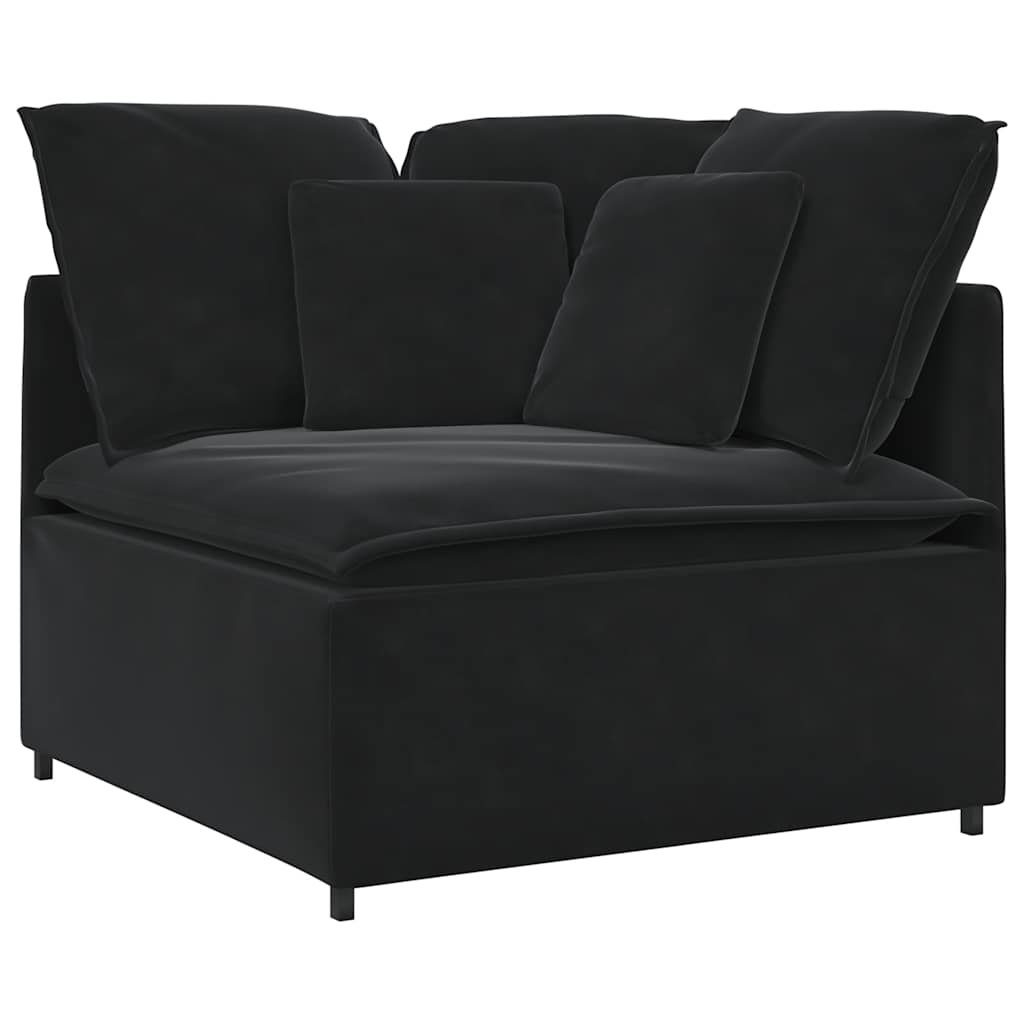 Modulaire bank met kussens fluweel zwart is nu te koop bij PeponiXL, paradijselijk wonen!