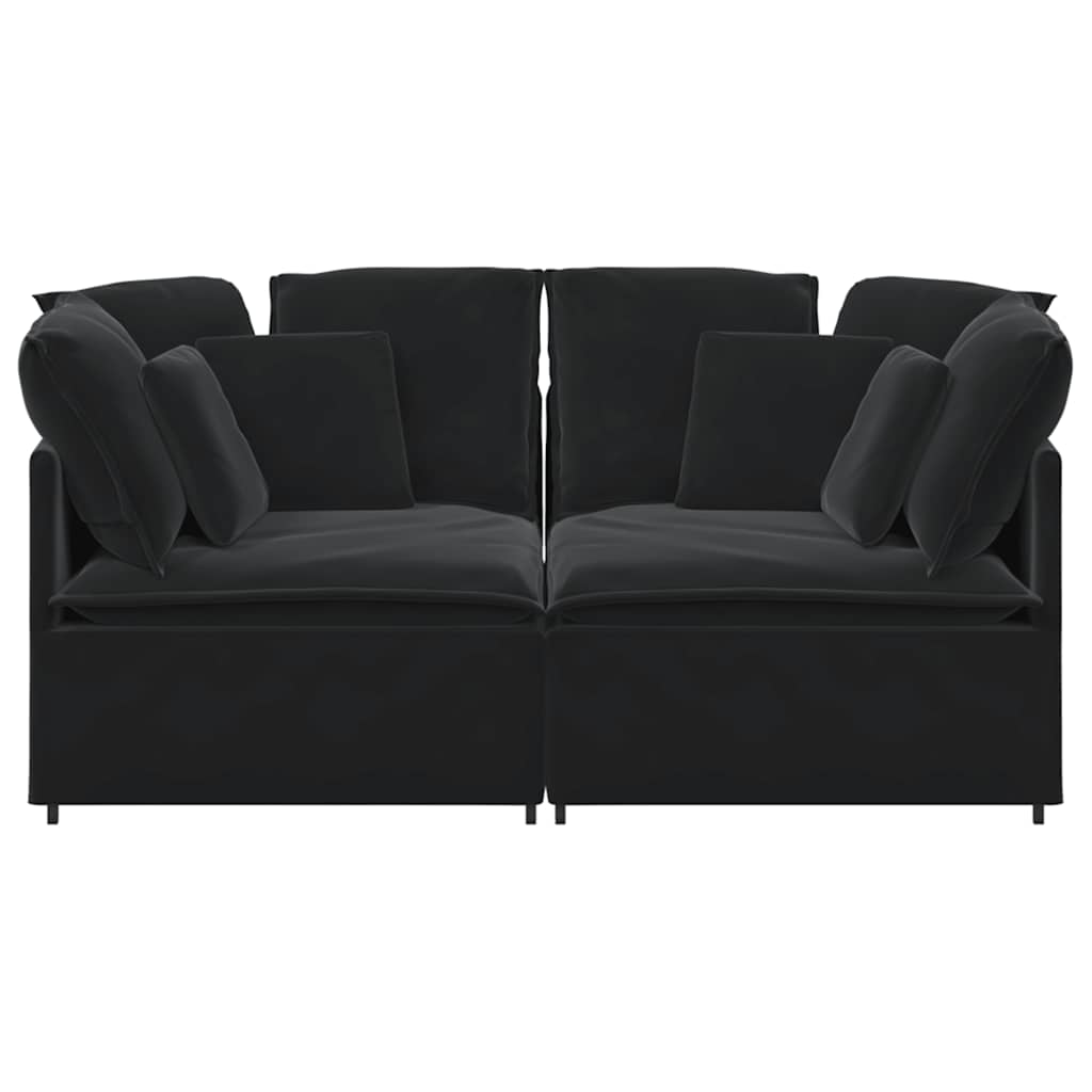 Modulaire bank met kussens fluweel zwart is nu te koop bij PeponiXL, paradijselijk wonen!