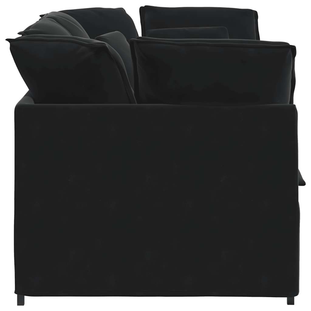 Modulaire bank met kussens fluweel zwart is nu te koop bij PeponiXL, paradijselijk wonen!