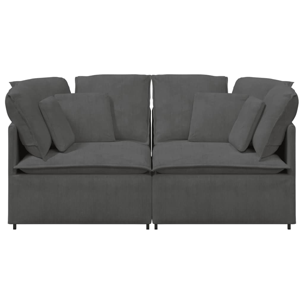 Modulaire bank met kussens corduroy stof donkergrijs is nu te koop bij PeponiXL, paradijselijk wonen!