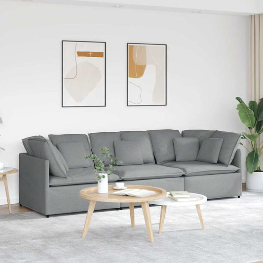 Modulaire bank met kussens stof lichtgrijs is nu te koop bij PeponiXL, paradijselijk wonen!