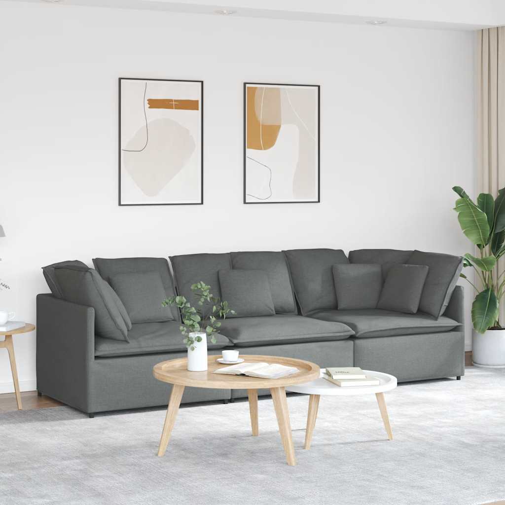 Modulaire bank met kussens stof donkergrijs is nu te koop bij PeponiXL, paradijselijk wonen!