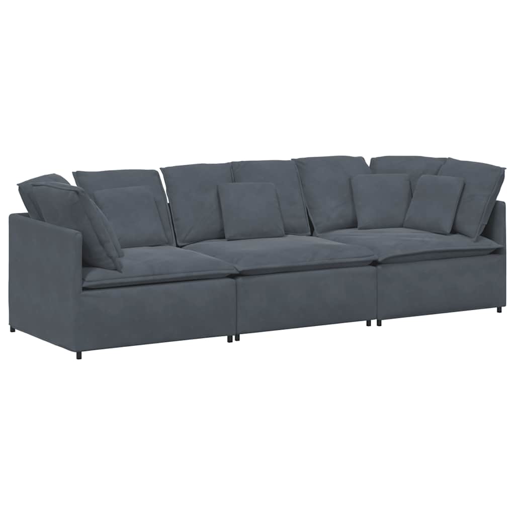 Modulaire bank met kussens fluweel donkergrijs is nu te koop bij PeponiXL, paradijselijk wonen!