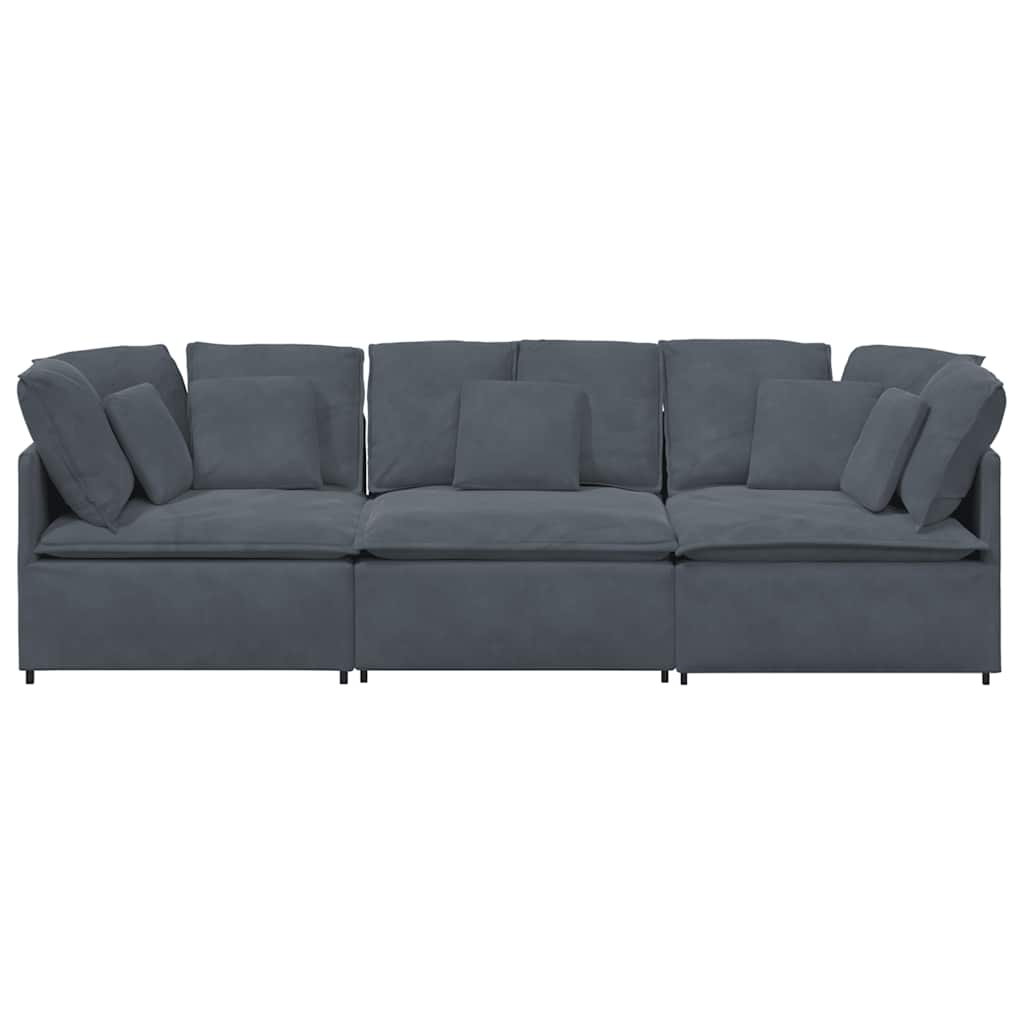 Modulaire bank met kussens fluweel donkergrijs is nu te koop bij PeponiXL, paradijselijk wonen!
