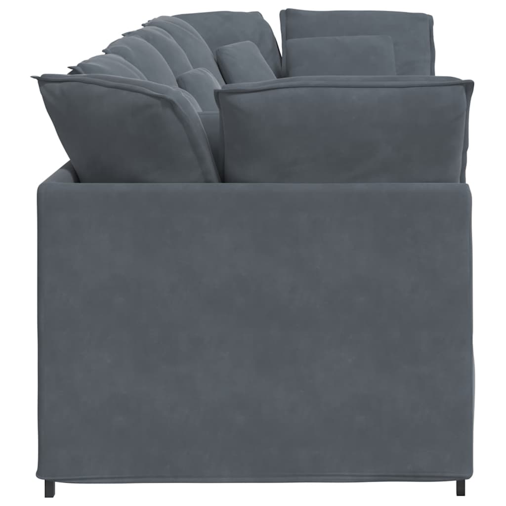 Modulaire bank met kussens fluweel donkergrijs is nu te koop bij PeponiXL, paradijselijk wonen!