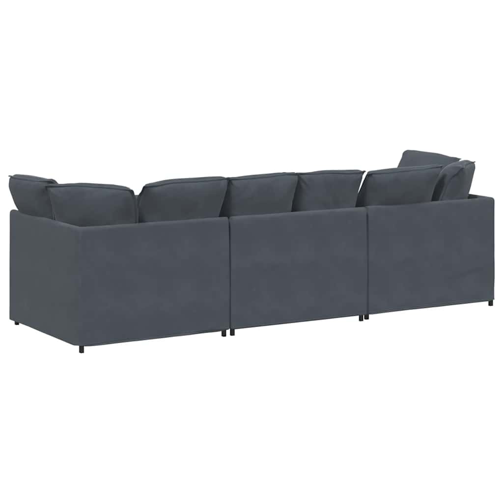 Modulaire bank met kussens fluweel donkergrijs is nu te koop bij PeponiXL, paradijselijk wonen!