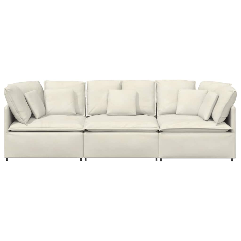 Modulaire bank met kussens fluweel crèmekleurig