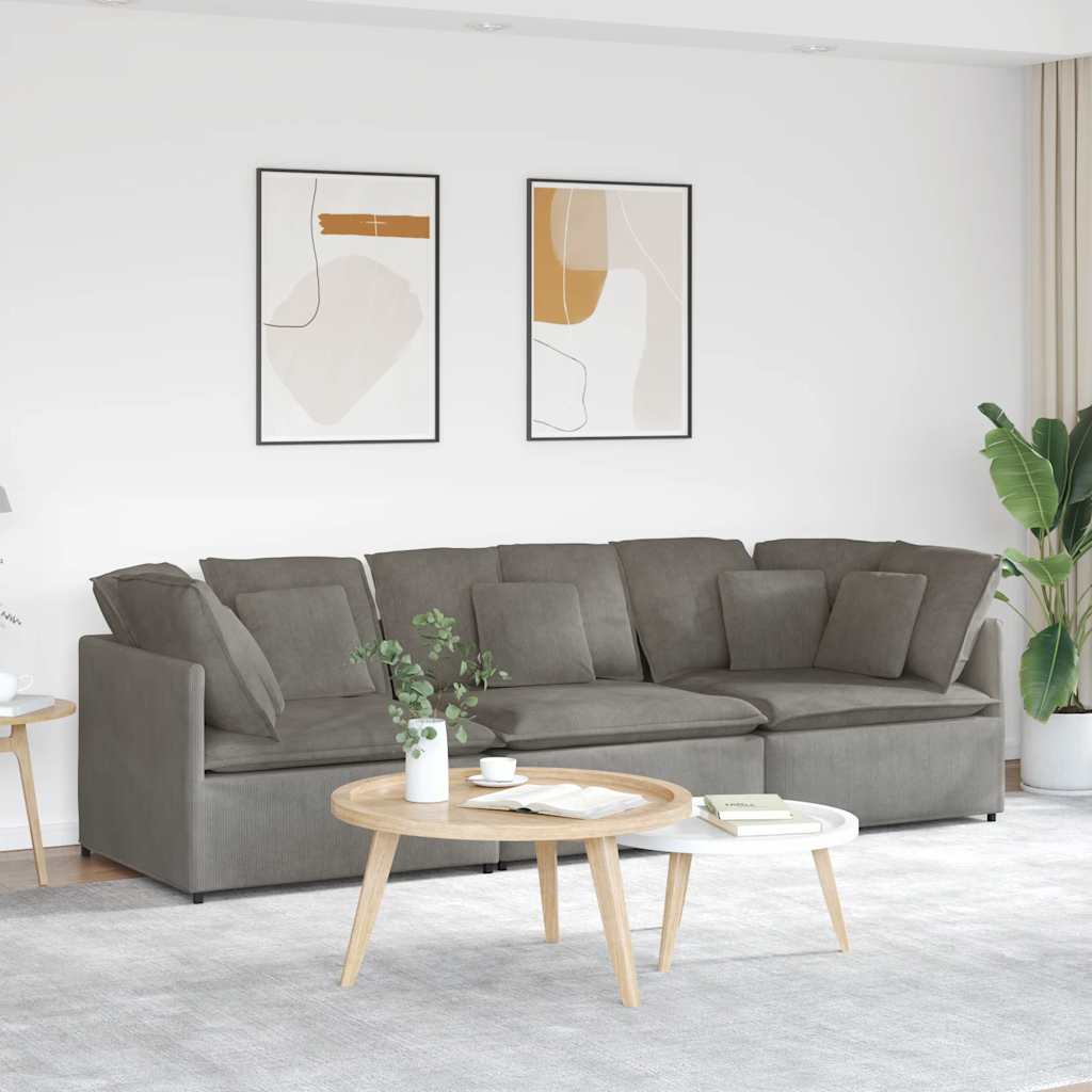 Modulaire bank met kussens corduroy stof lichtgrijs is nu te koop bij PeponiXL, paradijselijk wonen!