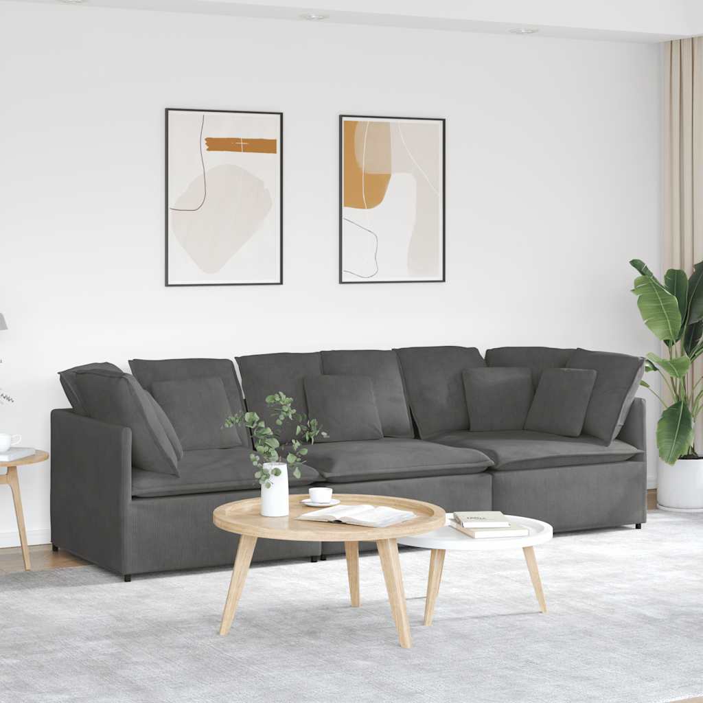 Modulaire bank met kussens corduroy stof donkergrijs is nu te koop bij PeponiXL, paradijselijk wonen!