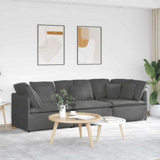 Modulaire bank met kussens corduroy stof donkergrijs is nu te koop bij PeponiXL, paradijselijk wonen!