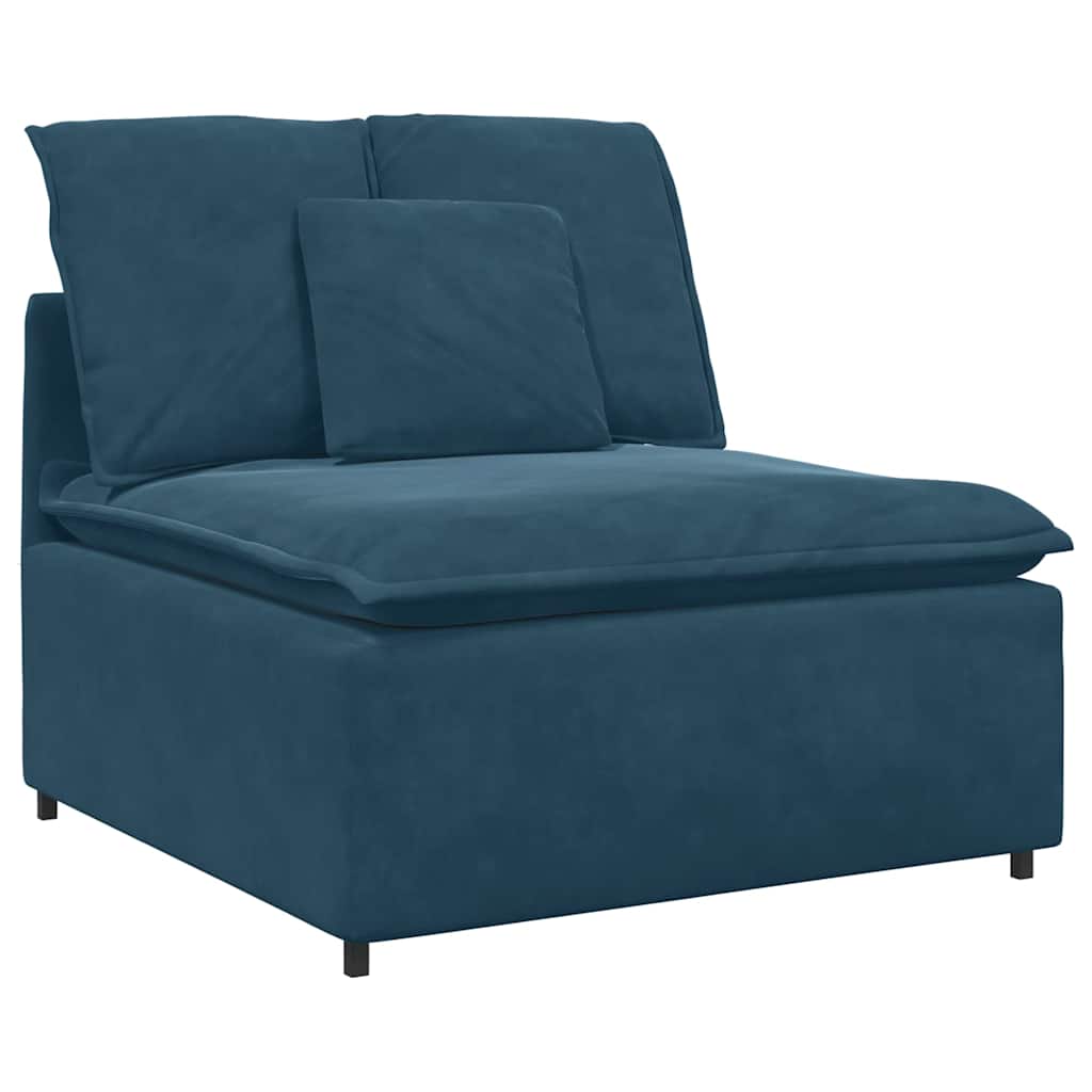 Modulaire bank met voetenbank en kussens fluweel blauw