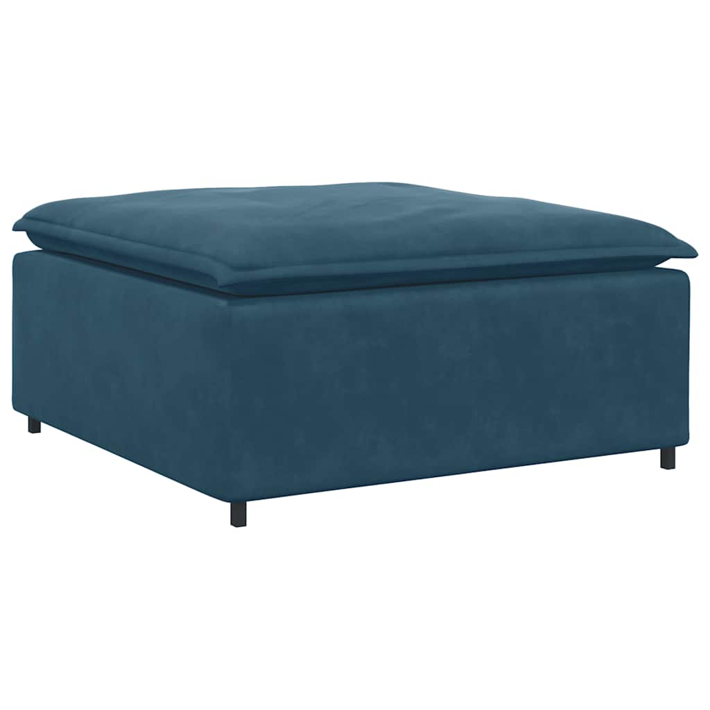 Modulaire bank met voetenbank en kussens fluweel blauw