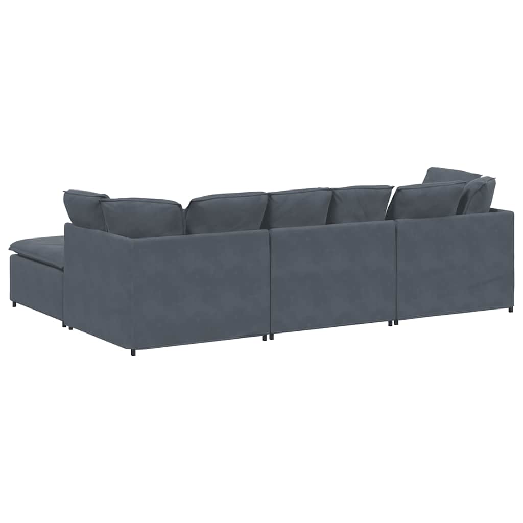 Modulaire bank met voetenbank en kussens fluweel donkergrijs is nu te koop bij PeponiXL, paradijselijk wonen!