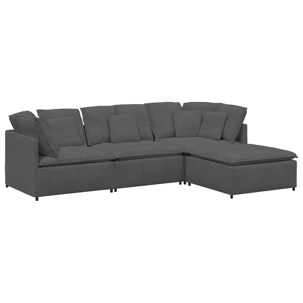 Modulaire bank met voetenbank&kussens corduroy stof donkergrijs is nu te koop bij PeponiXL, paradijselijk wonen!