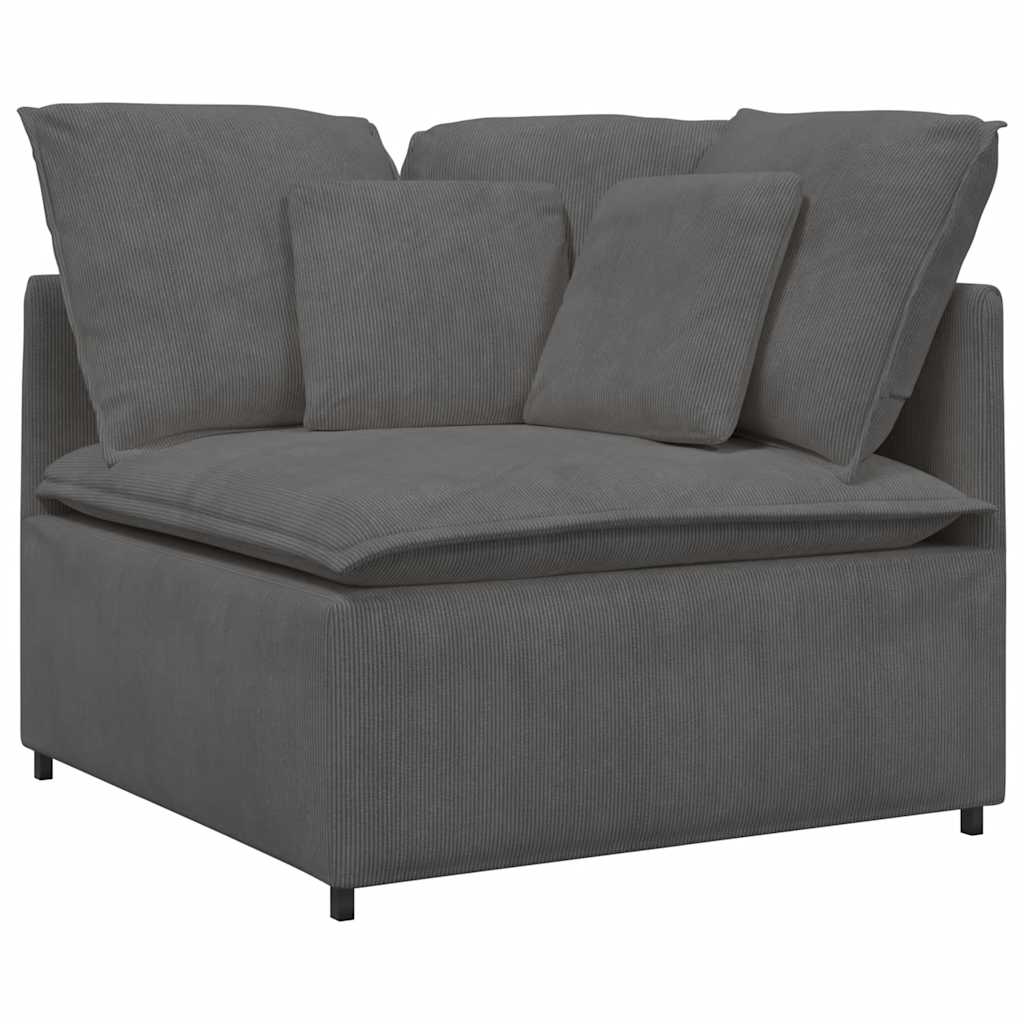 Modulaire bank met voetenbank&kussens corduroy stof donkergrijs is nu te koop bij PeponiXL, paradijselijk wonen!