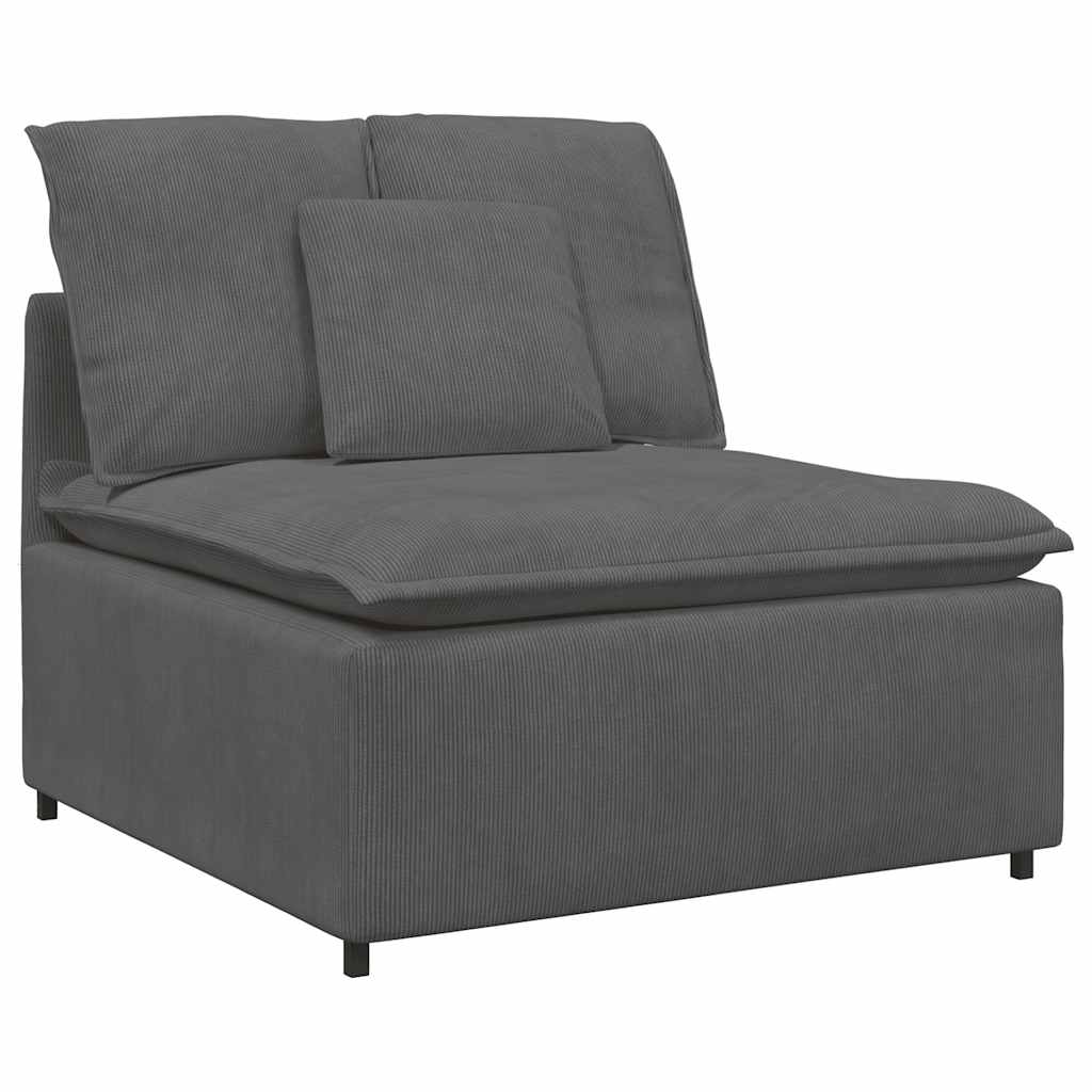Modulaire bank met voetenbank&kussens corduroy stof donkergrijs is nu te koop bij PeponiXL, paradijselijk wonen!