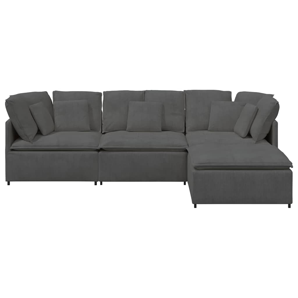 Modulaire bank met voetenbank&kussens corduroy stof donkergrijs is nu te koop bij PeponiXL, paradijselijk wonen!