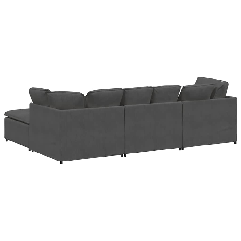Modulaire bank met voetenbank&kussens corduroy stof donkergrijs is nu te koop bij PeponiXL, paradijselijk wonen!
