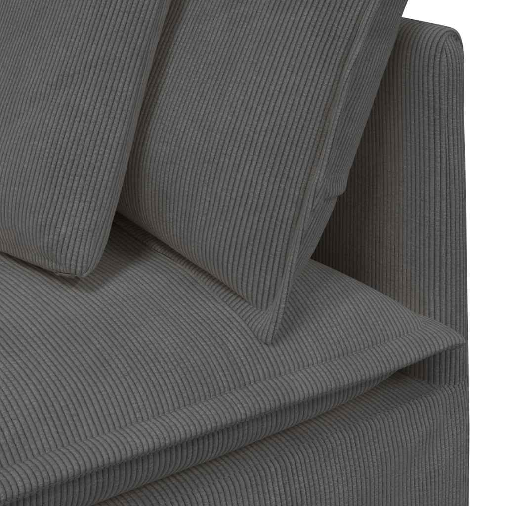 Modulaire bank met voetenbank&kussens corduroy stof donkergrijs is nu te koop bij PeponiXL, paradijselijk wonen!