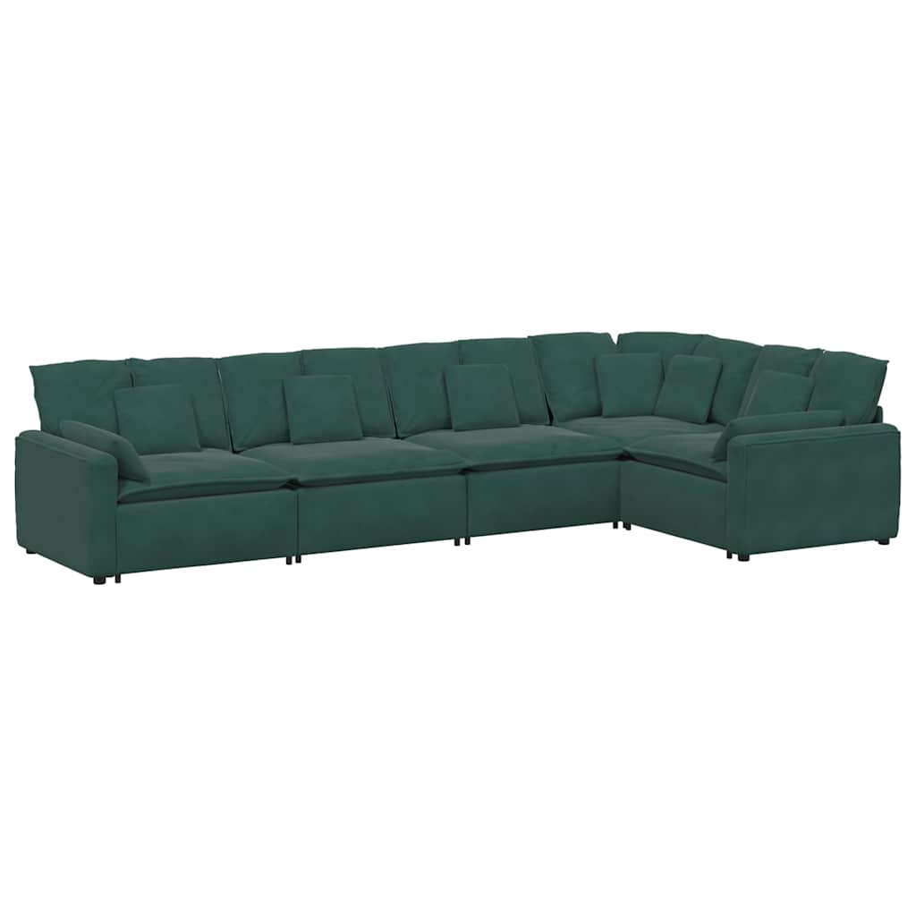 Modulaire bank met kussens fluweel donkergroen is nu te koop bij PeponiXL, paradijselijk wonen!