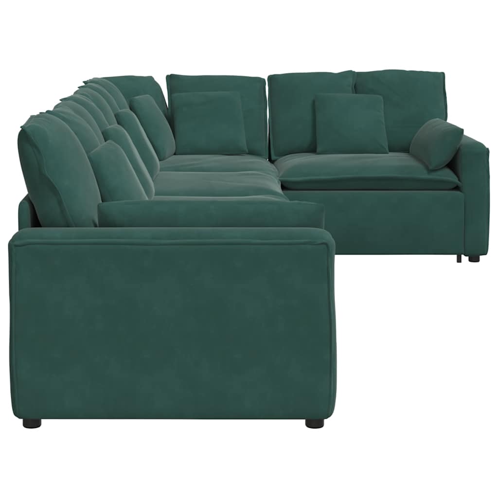 Modulaire bank met kussens fluweel donkergroen is nu te koop bij PeponiXL, paradijselijk wonen!