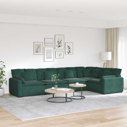 Modulaire bank met kussens fluweel donkergroen is nu te koop bij PeponiXL, paradijselijk wonen!