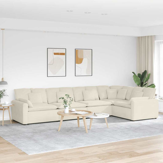 Modulaire bank met kussens fluweel crèmekleurig is nu te koop bij PeponiXL, paradijselijk wonen!
