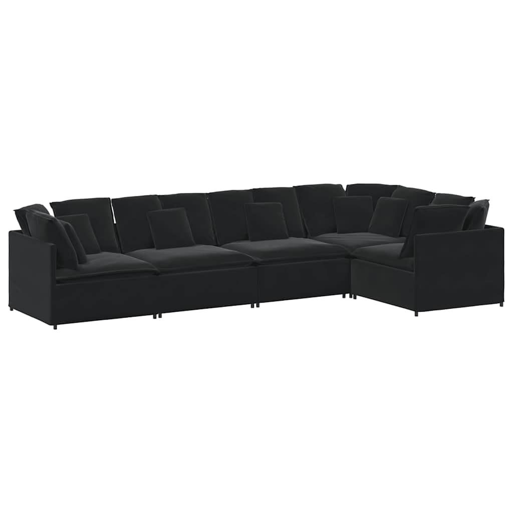 Modulaire bank met kussens fluweel zwart