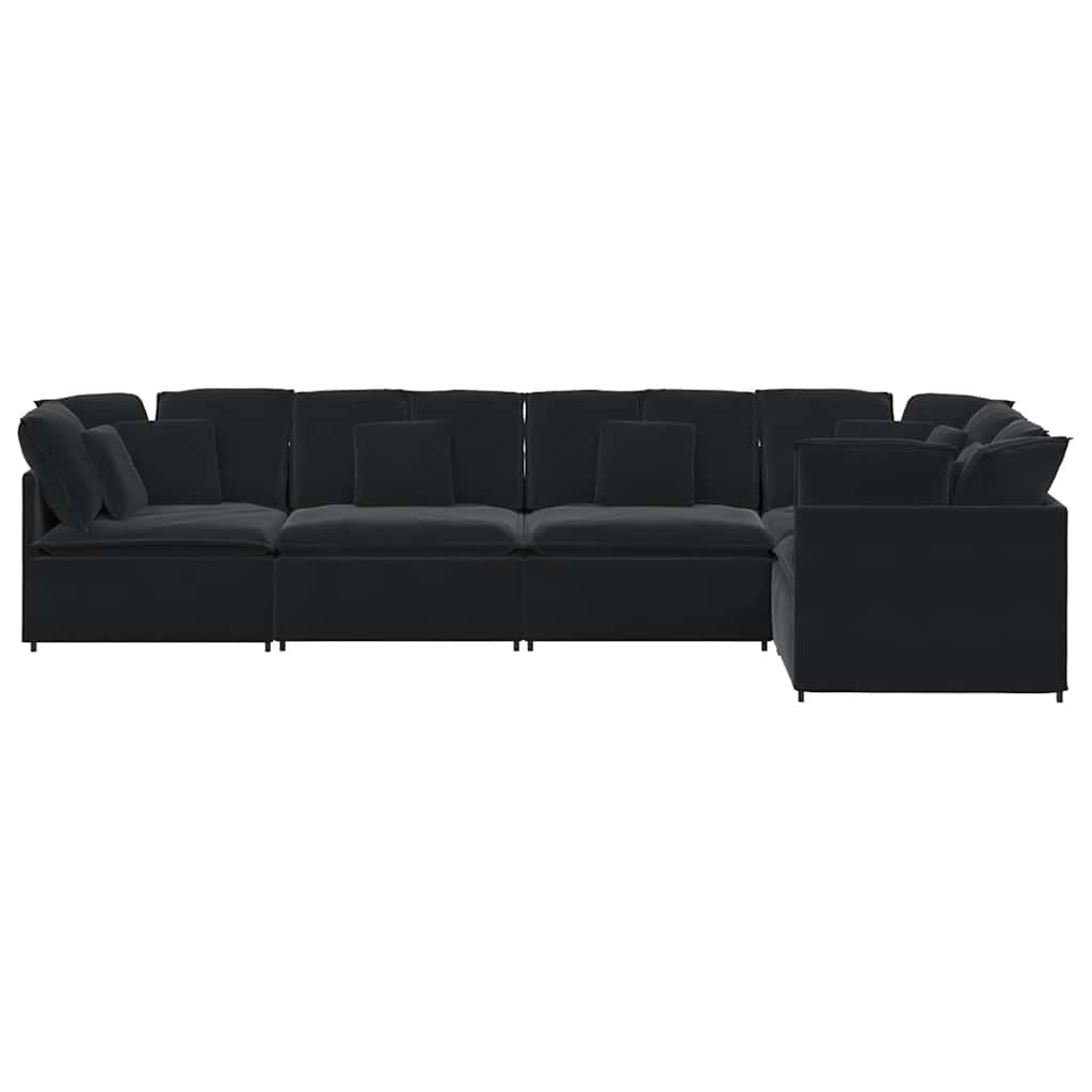 Modulaire bank met kussens fluweel zwart