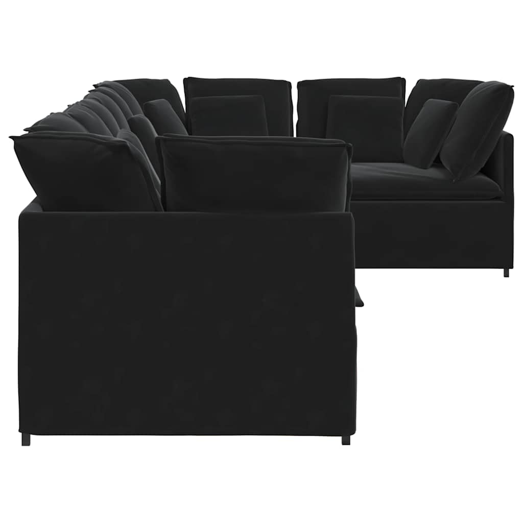Modulaire bank met kussens fluweel zwart