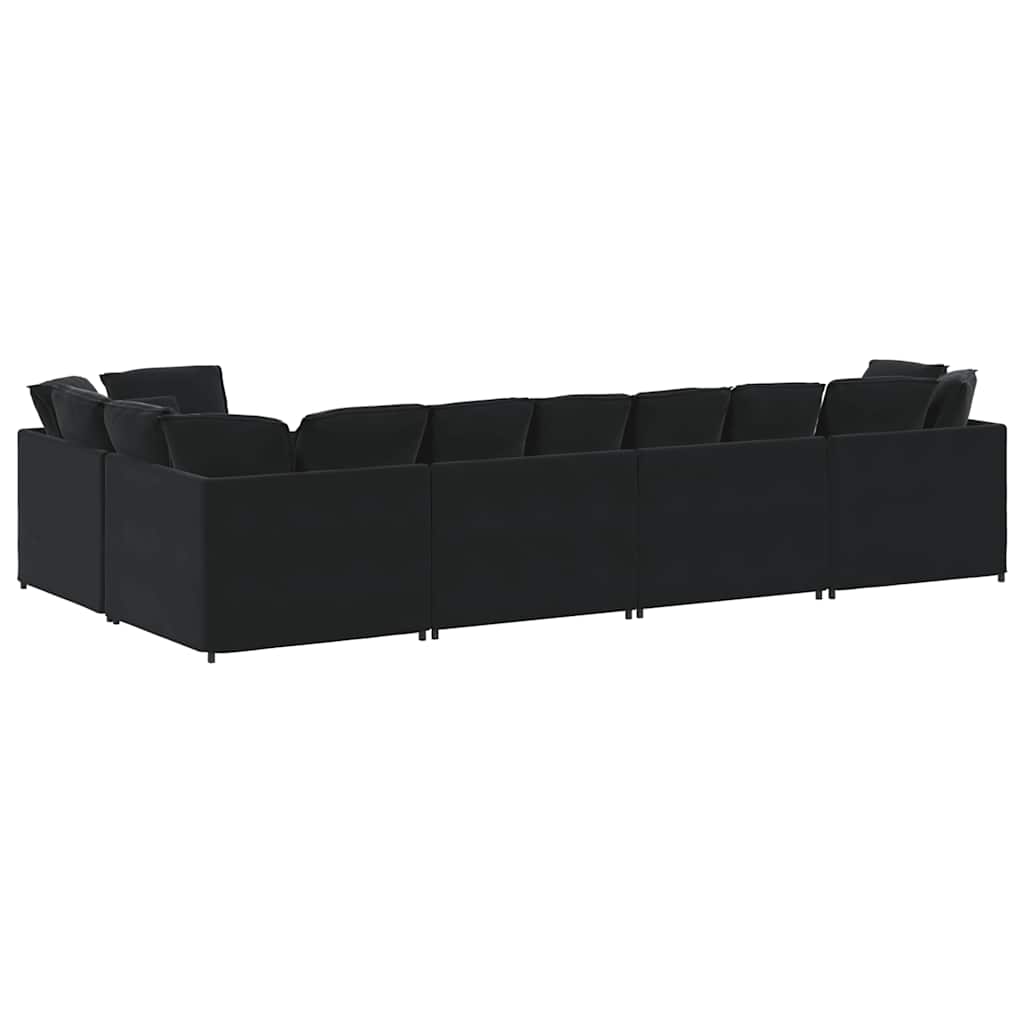 Modulaire bank met kussens fluweel zwart