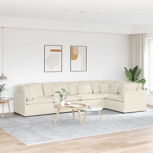Modulaire bank met kussens fluweel crèmekleurig is nu te koop bij PeponiXL, paradijselijk wonen!