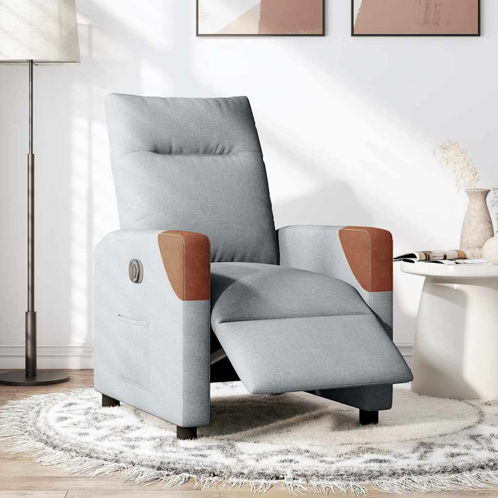 Fauteuil elektrisch verstelbaar stof lichtgrijs is nu te koop bij PeponiXL, paradijselijk wonen!