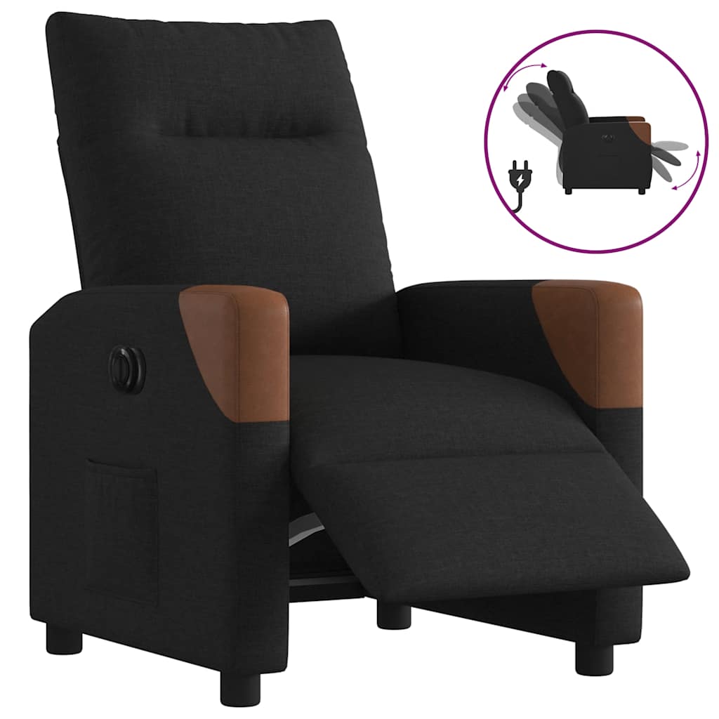 Fauteuil verstelbaar elektrisch stof zwart is nu te koop bij PeponiXL, paradijselijk wonen!