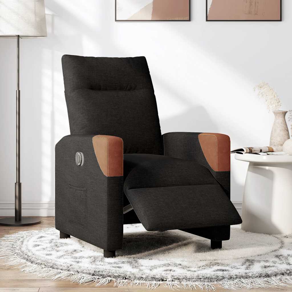 Fauteuil verstelbaar elektrisch stof zwart is nu te koop bij PeponiXL, paradijselijk wonen!