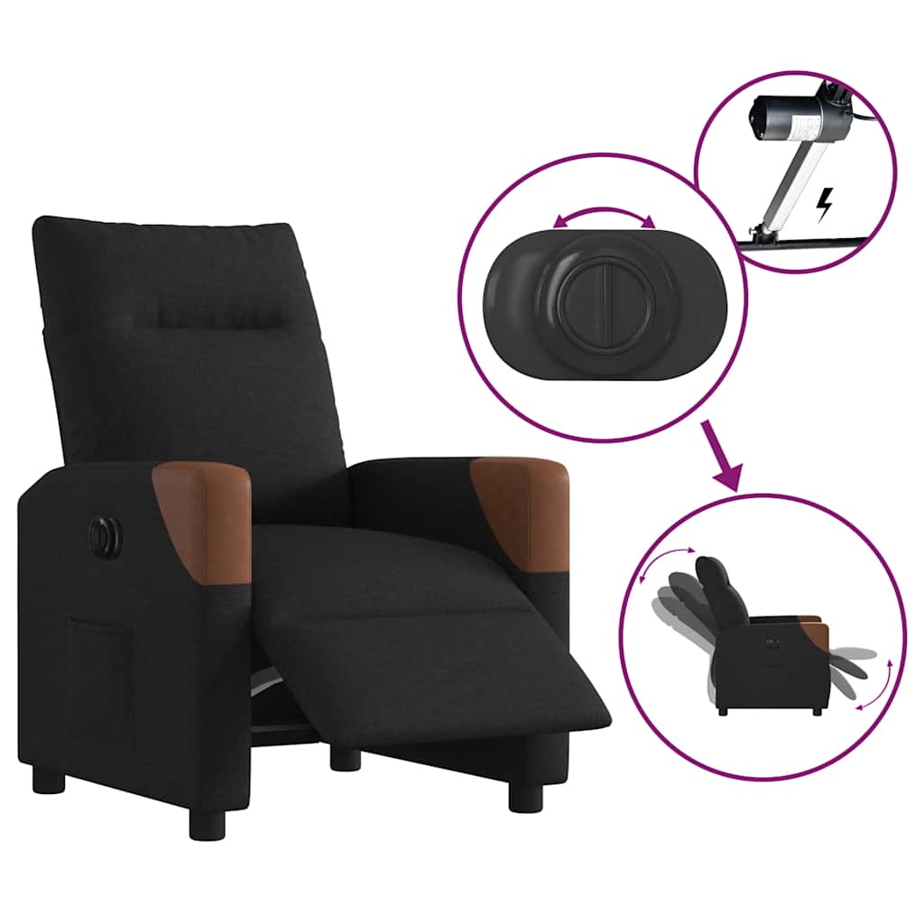 Fauteuil verstelbaar elektrisch stof zwart is nu te koop bij PeponiXL, paradijselijk wonen!