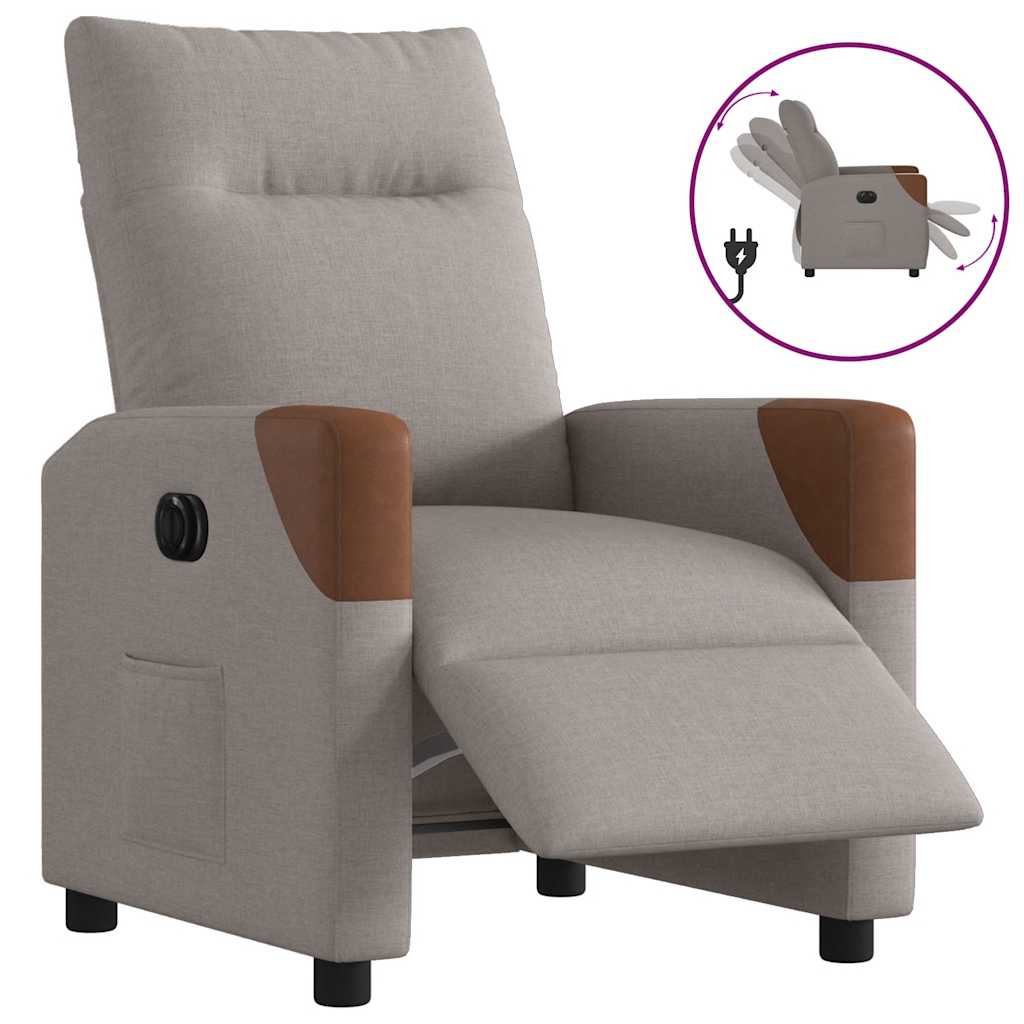 Fauteuil verstelbaar elektrisch stof taupe is nu te koop bij PeponiXL, paradijselijk wonen!