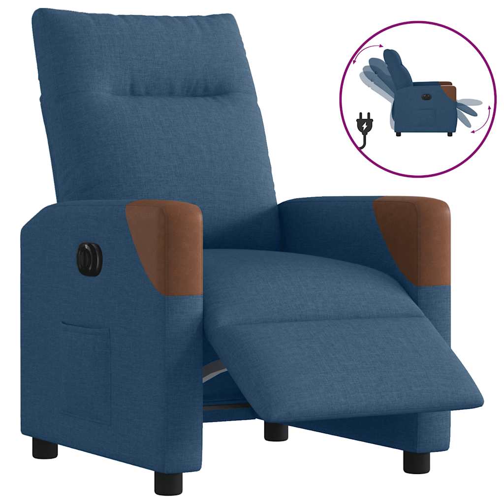 Fauteuil elektrisch verstelbaar stof blauw is nu te koop bij PeponiXL, paradijselijk wonen!