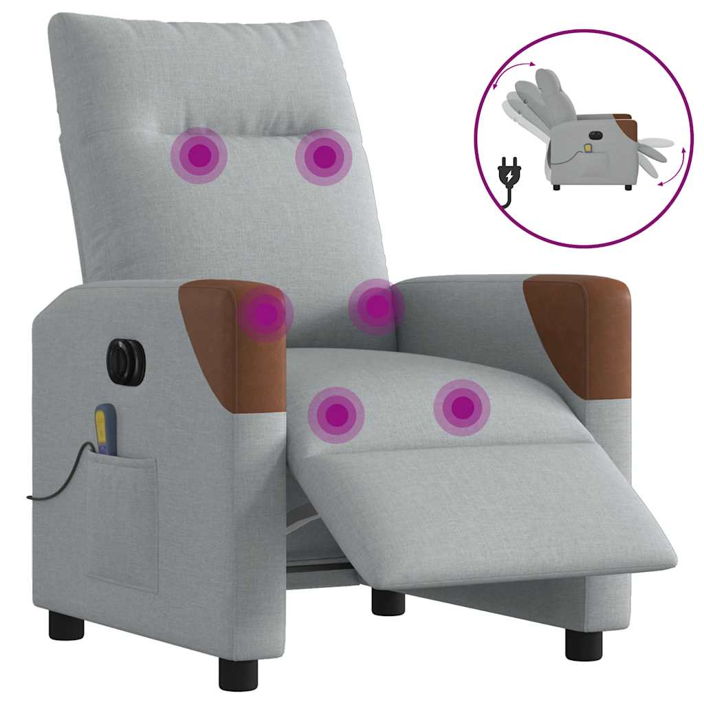 Massagestoel elektrisch verstelbaar stof lichtgrijs is nu te koop bij PeponiXL, paradijselijk wonen!