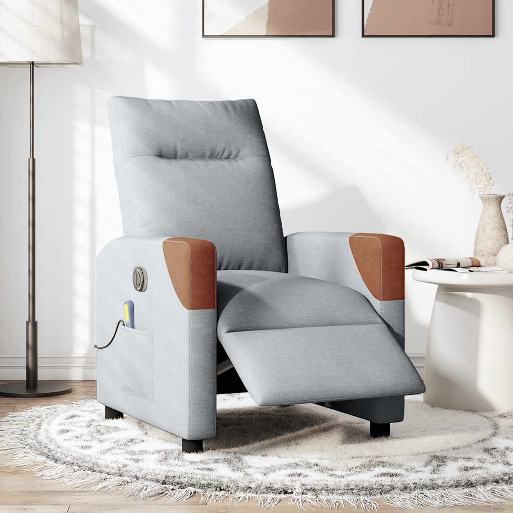 Massagestoel elektrisch verstelbaar stof lichtgrijs is nu te koop bij PeponiXL, paradijselijk wonen!