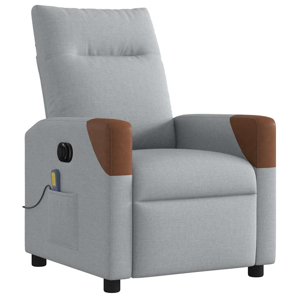 Massagestoel elektrisch verstelbaar stof lichtgrijs is nu te koop bij PeponiXL, paradijselijk wonen!