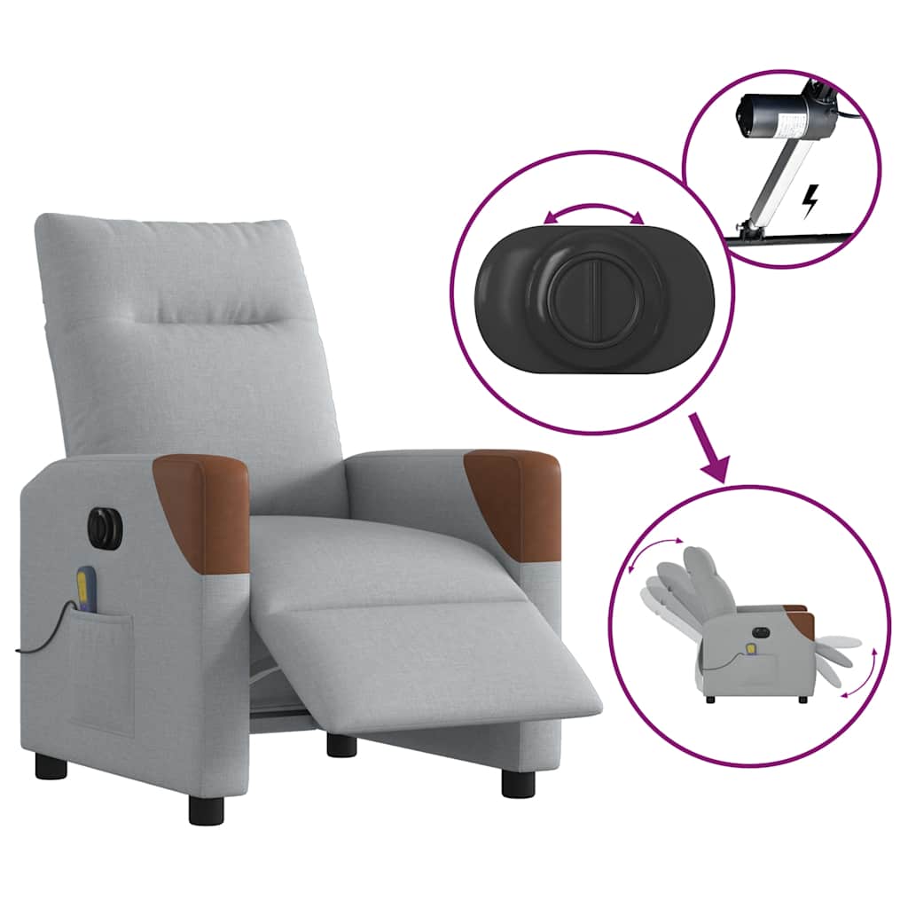 Massagestoel elektrisch verstelbaar stof lichtgrijs is nu te koop bij PeponiXL, paradijselijk wonen!