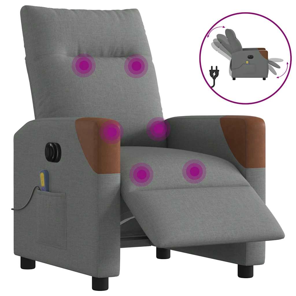 Massagestoel elektrisch verstelbaar stof donkergrijs is nu te koop bij PeponiXL, paradijselijk wonen!