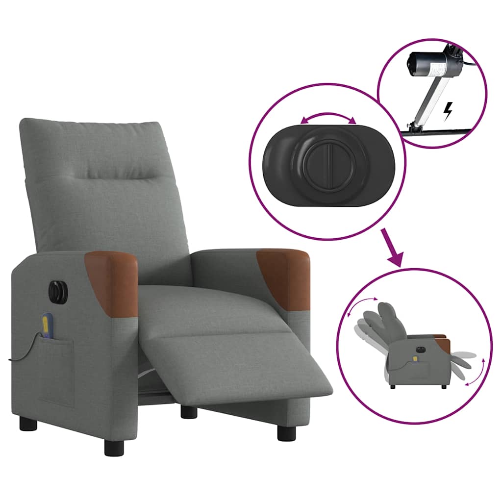 Massagestoel elektrisch verstelbaar stof donkergrijs is nu te koop bij PeponiXL, paradijselijk wonen!