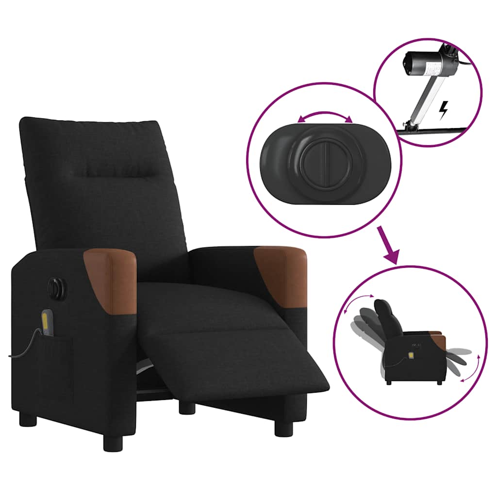 Massagestoel elektrisch verstelbaar stof zwart is nu te koop bij PeponiXL, paradijselijk wonen!