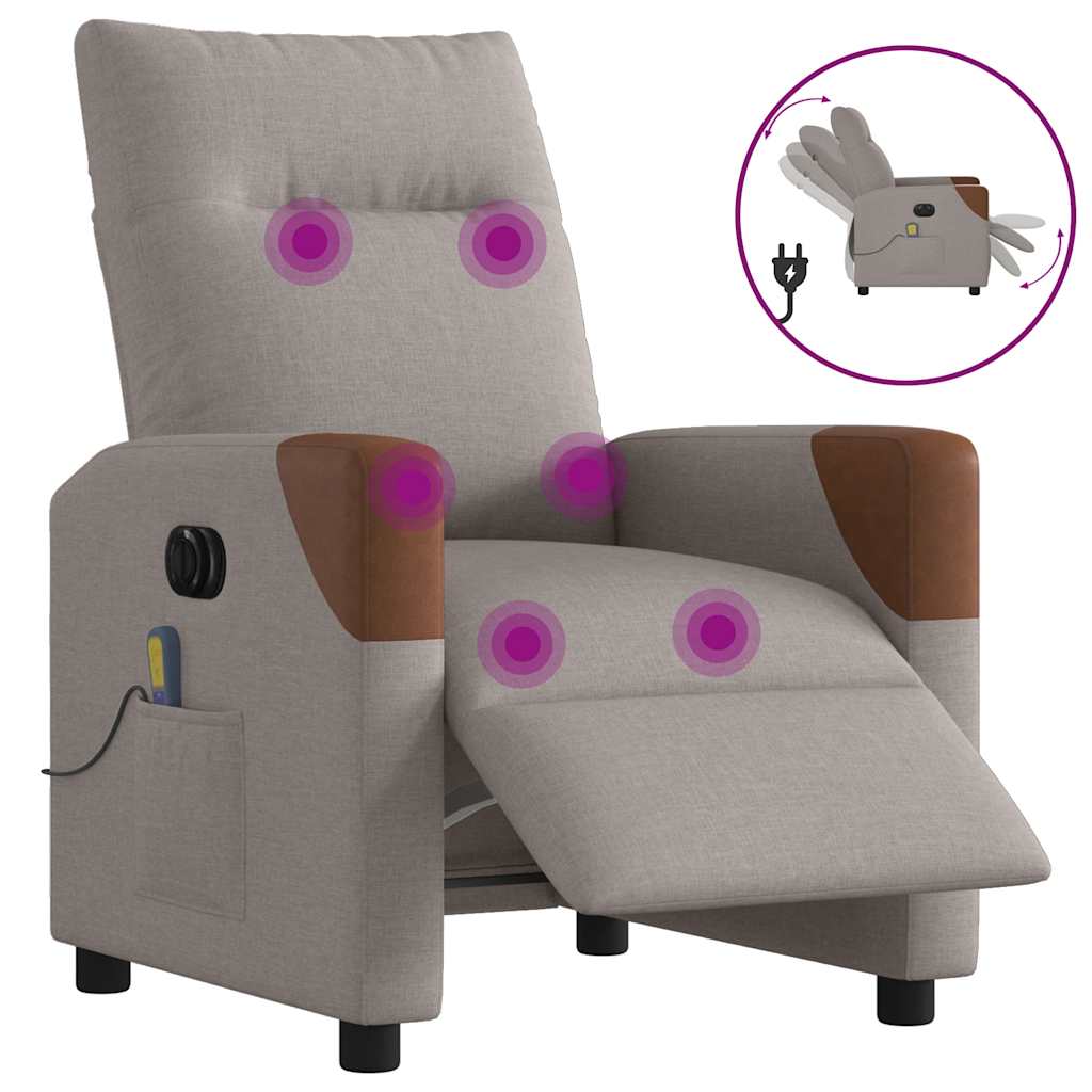 Massagestoel elektrisch verstelbaar stof taupe is nu te koop bij PeponiXL, paradijselijk wonen!